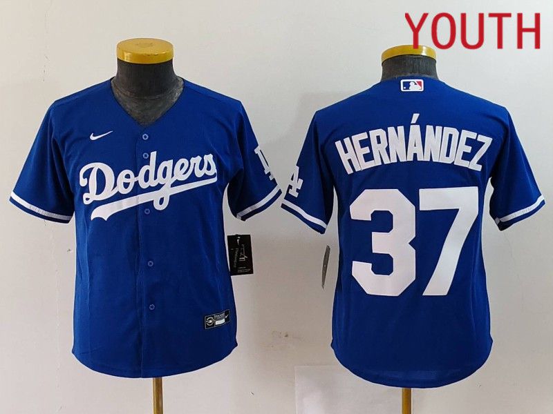 Youth Los Angeles Dodgers #37 Hernandez Blue Nike Game 2024 MLB Jersey style 724->youth mlb jersey->Youth Jersey